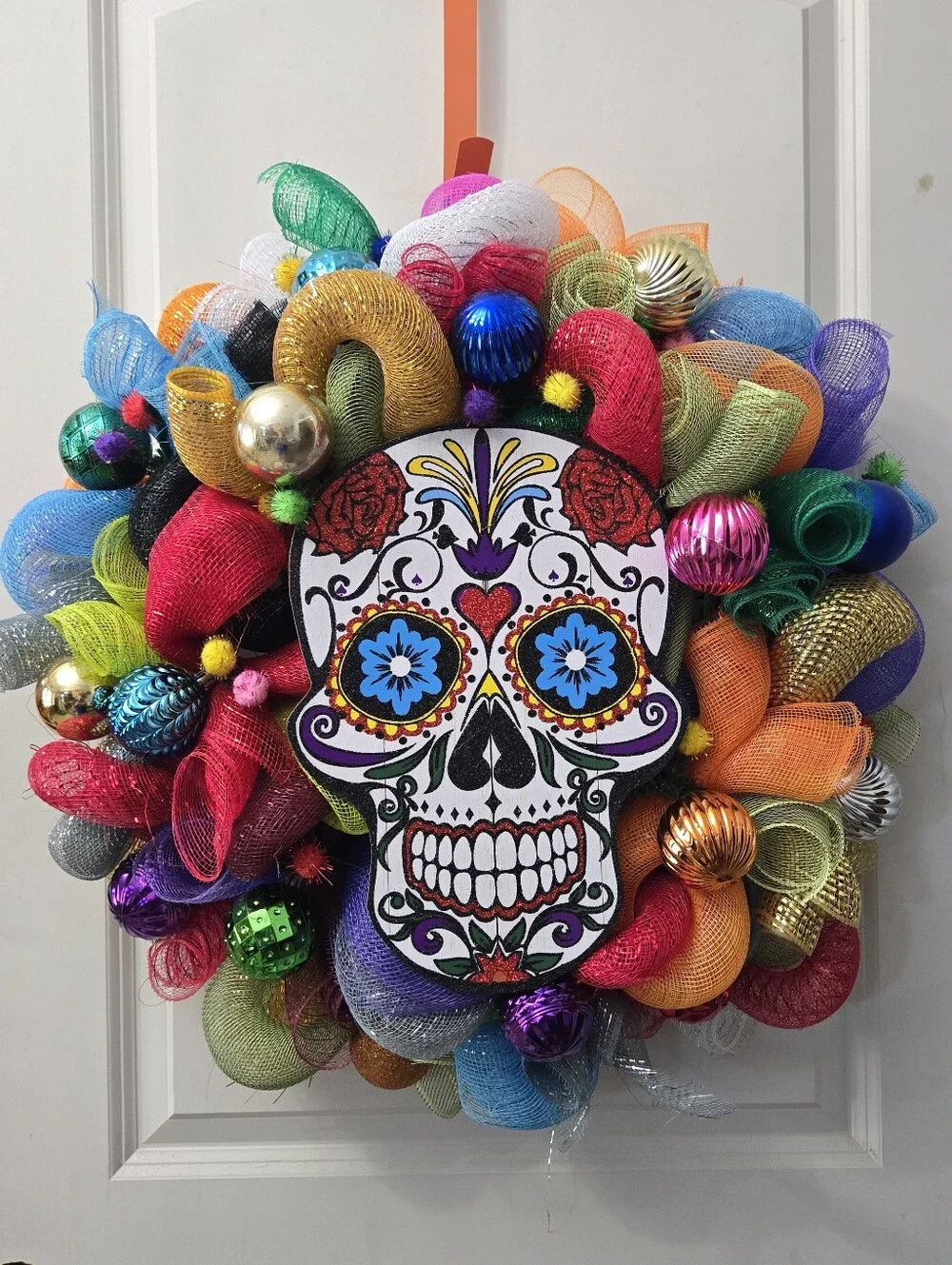 Sugar Skull Multicolored Día de los Muertos Wreath